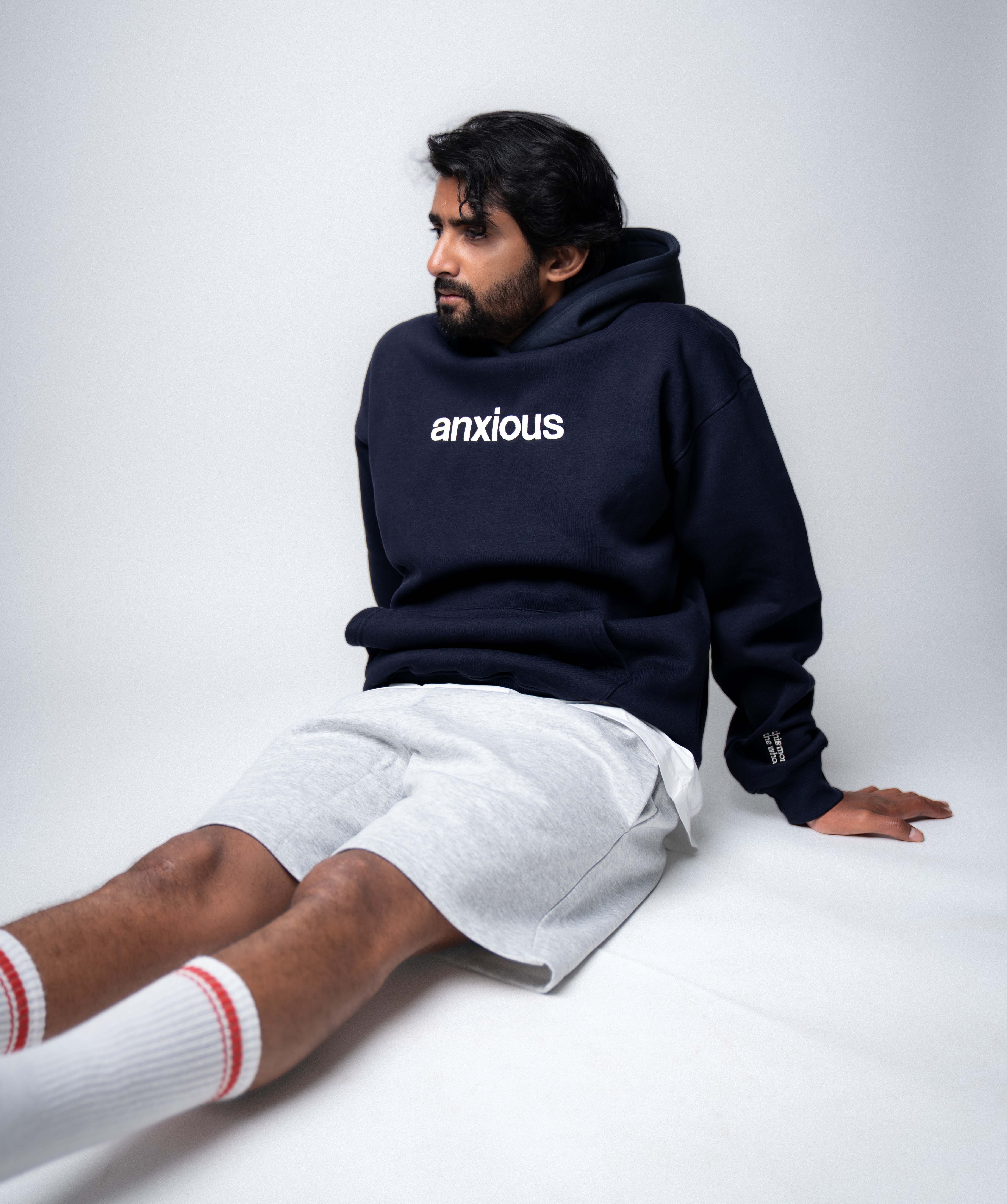 Anxious Navy Blue Hoodie