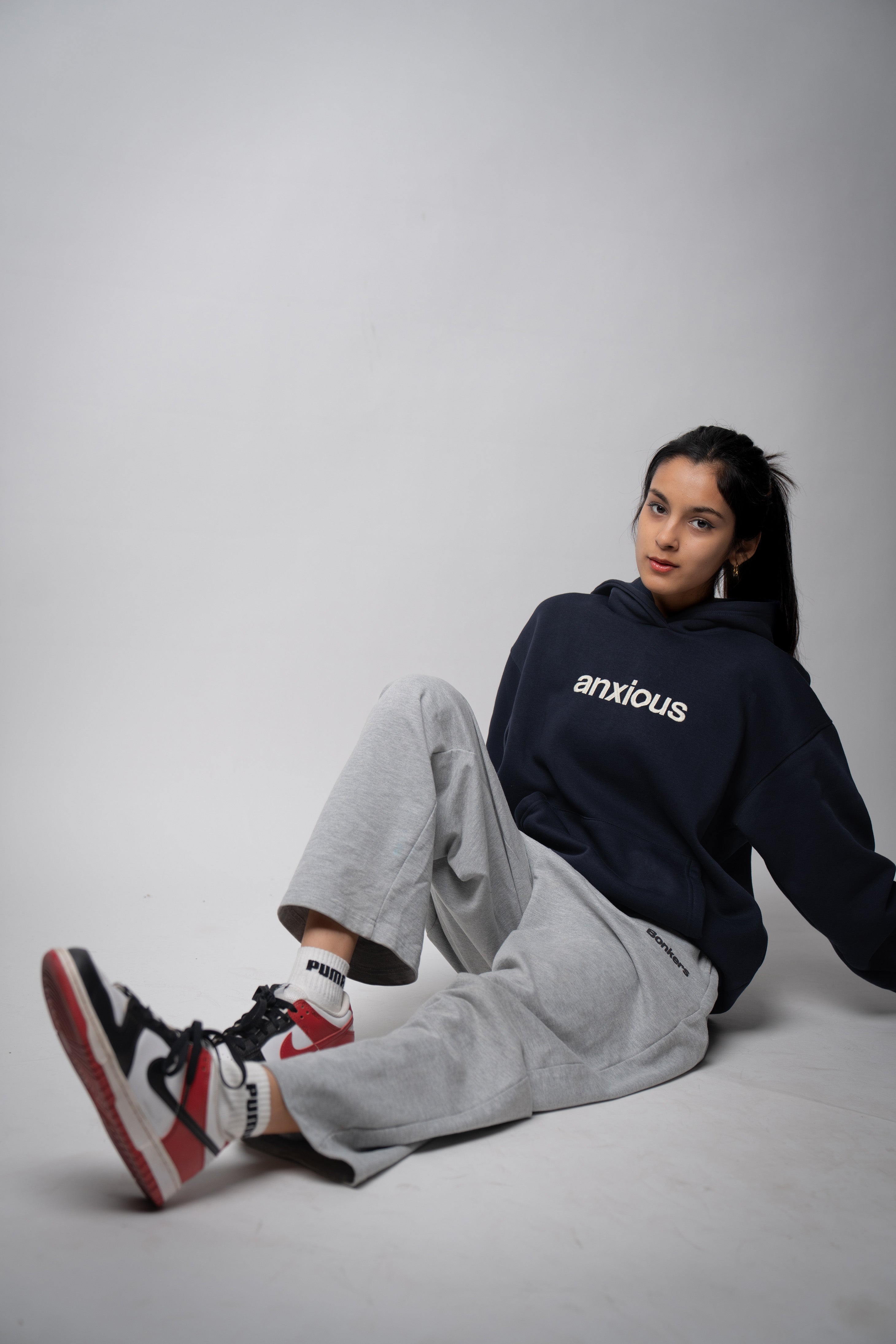 Anxious Navy Blue Hoodie