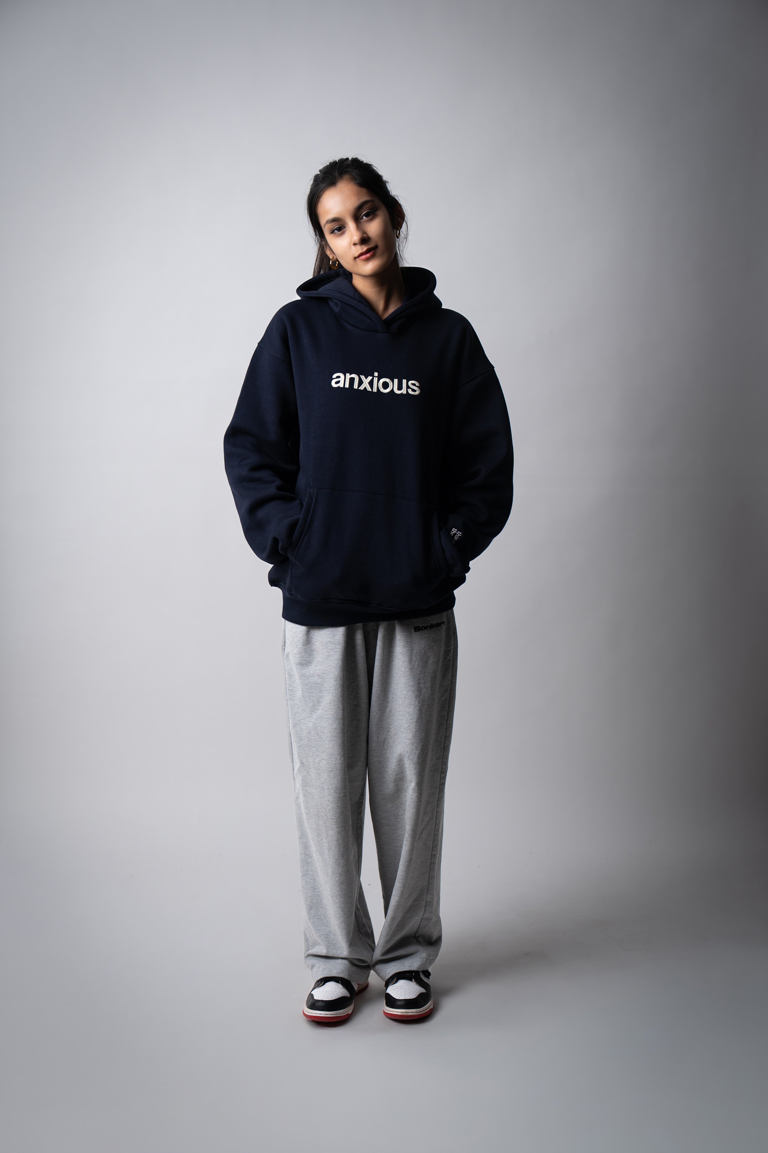 Anxious Navy Blue Hoodie